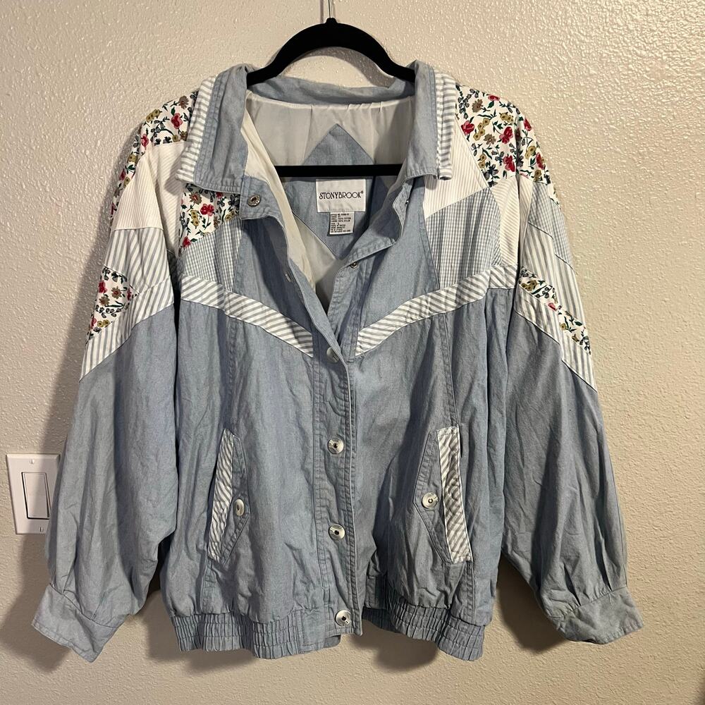 Vintage Stonybrook Quilted Cotton Jacket Size Large Patchwork Cottagecore